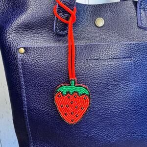 Strawberry Bag Charm Red Strawberry Fruit Purse Charm NEW FAST SHIP Beaded Charm